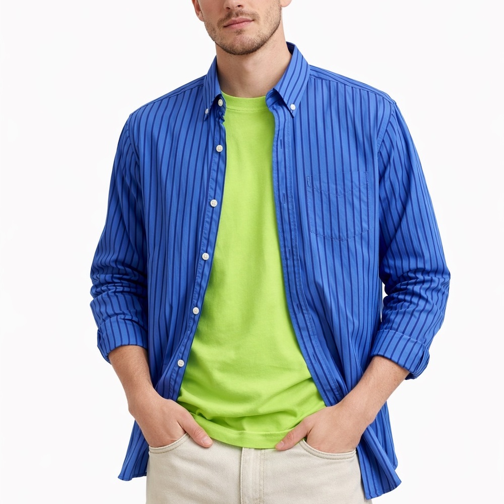 Denver Hayes Blue Striped Men's Shirt
